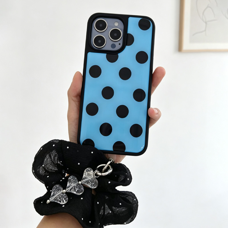 Clear Shockproof Bumper Case - Blue Black Polka Dot Phone Case
