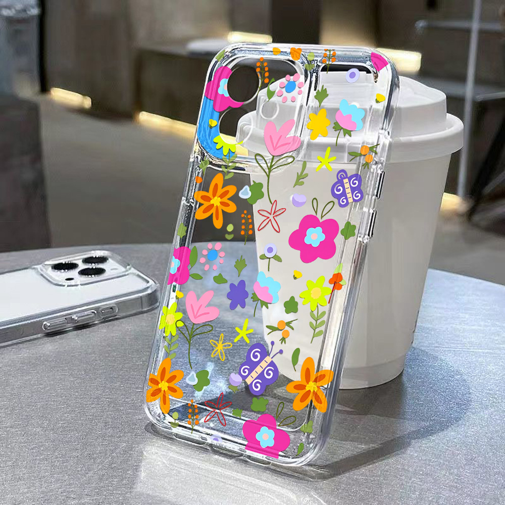 Colorful Flower Clear Phone Ca - Clear Shockproof Bumper Case ulasan dan harga