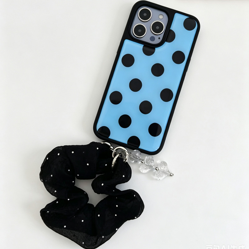 Blue Black Polka Dot Phone Cas - Clear Shockproof Bumper Case ulasan dan harga