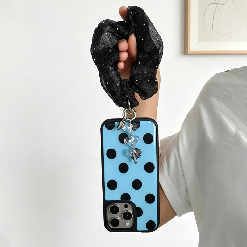 Blue Black Polka Dot Phone Cas - Clear Shockproof Bumper Case ulasan dan harga