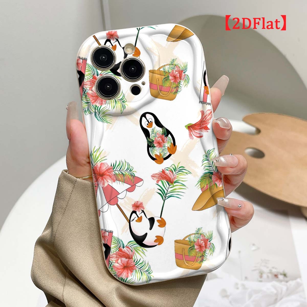 Cute Penguin Phone Case For iP - Cute Cartoon Wrist Strap Silicone Case ulasan dan harga